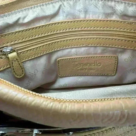 Tignanello Shoulder Bag Purse Handbag Genuine Leather Tan Brown - Picture 8 of 16